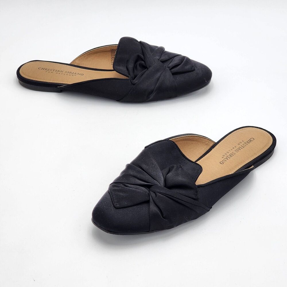 Christian Siriano Ada Black Slip On Mules Flats Size 8.5